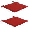 Chaises de jardin et coussins rouge lot de 2 Bois teck massif 