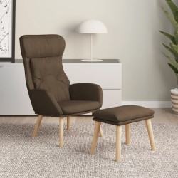 Chaise de relaxation avec repose-pied Marron Tissu 