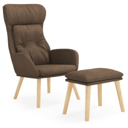 Chaise de relaxation avec repose-pied Marron Tissu 