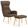 Chaise de relaxation avec repose-pied Marron Tissu 
