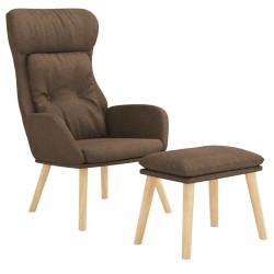 Chaise de relaxation avec repose-pied Marron Tissu 