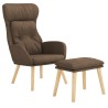 Chaise de relaxation avec repose-pied Marron Tissu 
