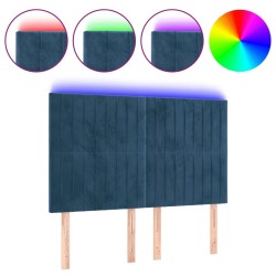 Tête de lit à LED Bleu foncé 144x5x118/128 cm Velours 