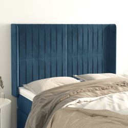 Tête de lit avec oreilles Bleu foncé 147x16x118/128 cm Velours 