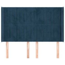 Tête de lit avec oreilles Bleu foncé 147x16x118/128 cm Velours 