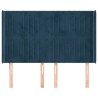 Tête de lit avec oreilles Bleu foncé 147x16x118/128 cm Velours 