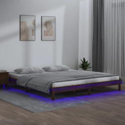 Cadre de lit à LED sans matelas 140x190 cm bois massif 