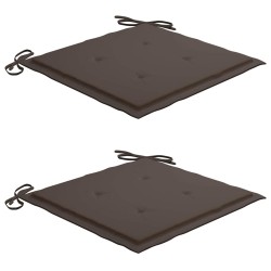 Chaises de jardin et coussins taupe lot de 2 Bois teck massif 