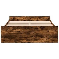 Cadre de lit avec tiroirs sans matelas chêne fumé 120x190 cm 