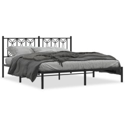 Cadre de lit métal sans matelas et tête de lit noir 180x200 cm 