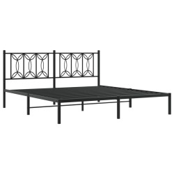 Cadre de lit métal sans matelas et tête de lit noir 180x200 cm 