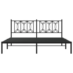 Cadre de lit métal sans matelas et tête de lit noir 180x200 cm 