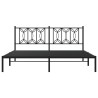 Cadre de lit métal sans matelas et tête de lit noir 180x200 cm 