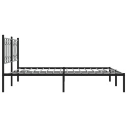 Cadre de lit métal sans matelas et tête de lit noir 180x200 cm 