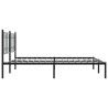 Cadre de lit métal sans matelas et tête de lit noir 180x200 cm 