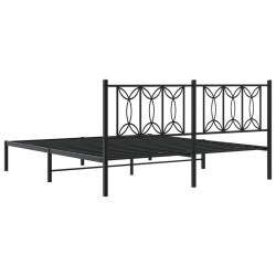 Cadre de lit métal sans matelas et tête de lit noir 180x200 cm 