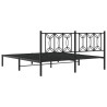Cadre de lit métal sans matelas et tête de lit noir 180x200 cm 