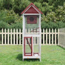 Maison à oiseaux moka 60x58,5x160 cm bois massif de pin 
