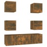 Ensemble de meubles TV 6 pcs Chêne fumé Bois d'ingénierie 