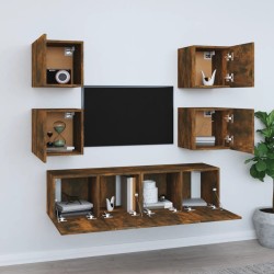 Ensemble de meubles TV 6 pcs Chêne fumé Bois d'ingénierie 
