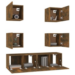 Ensemble de meubles TV 6 pcs Chêne fumé Bois d'ingénierie 