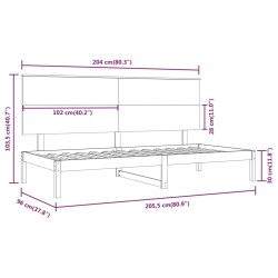 Lit de jour sans matelas 90x200 cm bois de pin massif 
