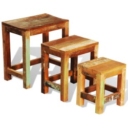 Table gigogne 3 pcs vintage Bois de récupération  