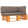 Canapé d'angle palette de jardin marron miel bois pin imprégné 