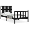 Cadre de lit sans matelas noir 100x200 cm bois massif de pin 