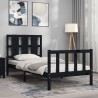 Cadre de lit sans matelas noir 100x200 cm bois massif de pin 