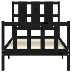Cadre de lit sans matelas noir 100x200 cm bois massif de pin 