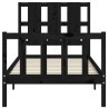 Cadre de lit sans matelas noir 100x200 cm bois massif de pin 