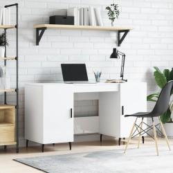 Bureau Blanc brillant 140x50x75 cm Bois d'ingénierie 