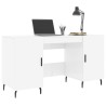 Bureau Blanc brillant 140x50x75 cm Bois d'ingénierie 