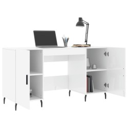 Bureau Blanc brillant 140x50x75 cm Bois d'ingénierie 