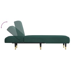Chaise longue vert foncé velours 