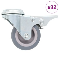 32 pcs Roulettes pivotantes à trou de boulon 50 mm 