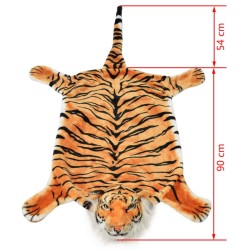 Tapis en peluche en forme de tigre 144 cm Marron 