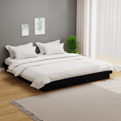 Cadre de lit sans matelas noir bois massif 200x200 cm 