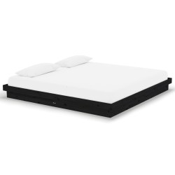 Cadre de lit sans matelas noir bois massif 200x200 cm 