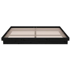 Cadre de lit sans matelas noir bois massif 200x200 cm 