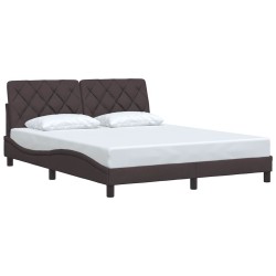 Cadre de lit sans matelas marron foncé 160x200 cm tissu 