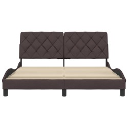 Cadre de lit sans matelas marron foncé 160x200 cm tissu 