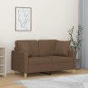 Canapé 2 places avec oreillers décoratifs marron 120 cm tissu 