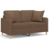 Canapé 2 places avec oreillers décoratifs marron 120 cm tissu 