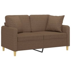 Canapé 2 places avec oreillers décoratifs marron 120 cm tissu 