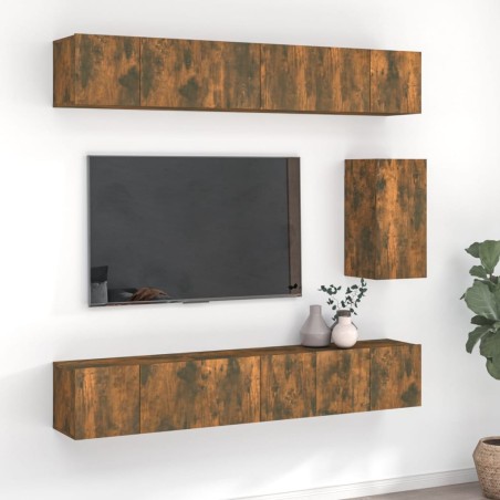 Ensemble de meubles TV 7 pcs Chêne fumé Bois d'ingénierie 