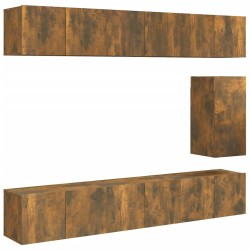 Ensemble de meubles TV 7 pcs Chêne fumé Bois d'ingénierie 