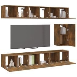 Ensemble de meubles TV 7 pcs Chêne fumé Bois d'ingénierie 