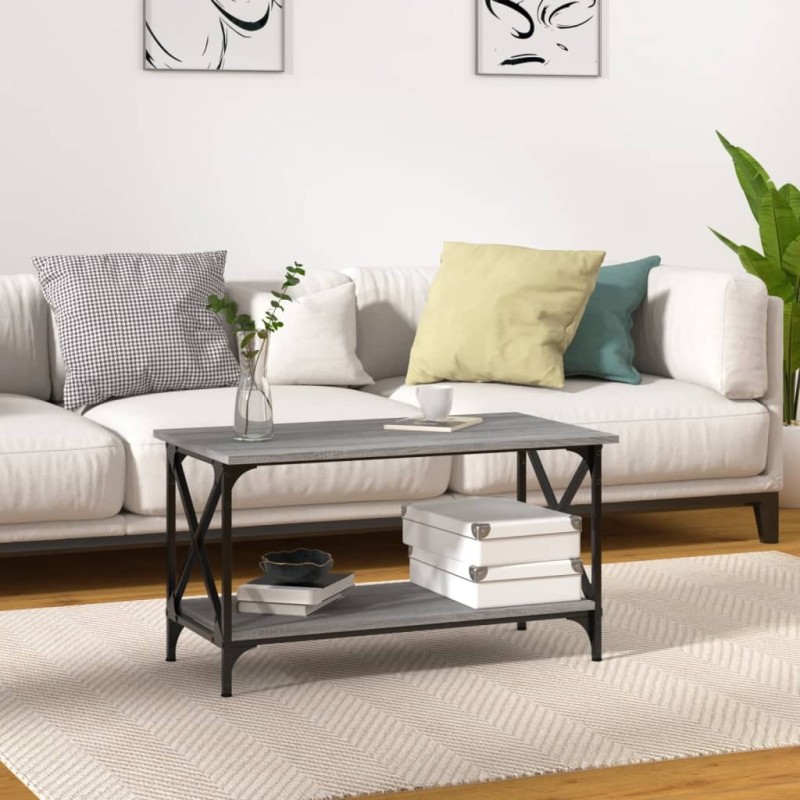 Table basse Sonoma gris 80x45x45 cm Bois d'ingénierie et fer Table basse Sonoma gris 80x45x45 cm Bois d'ingénierie et fer